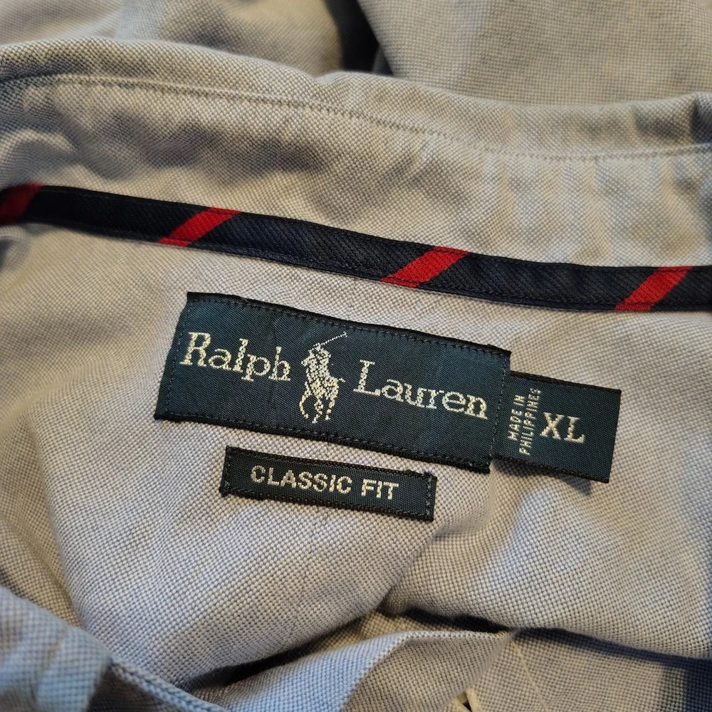 Polo Ralph Lauren XL Classic Fit Oxford Shirt Short Sleeve Blue Pony chambray